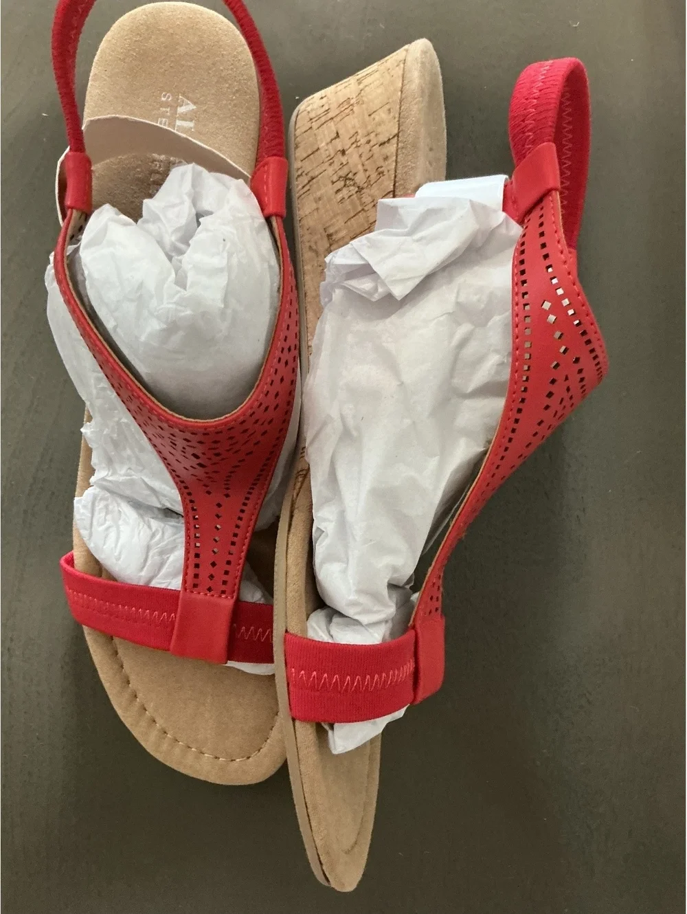 Womans Size 11 Alfani Red T-Strap Wedge Sandal Heel
